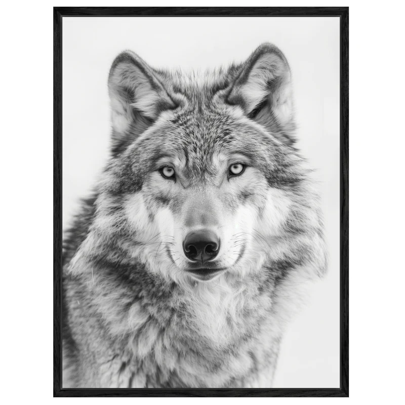 Wolf Portrait Schwarzweiss Leinwand