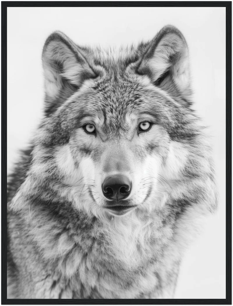 Wolf Portrait Schwarzweiss Poster