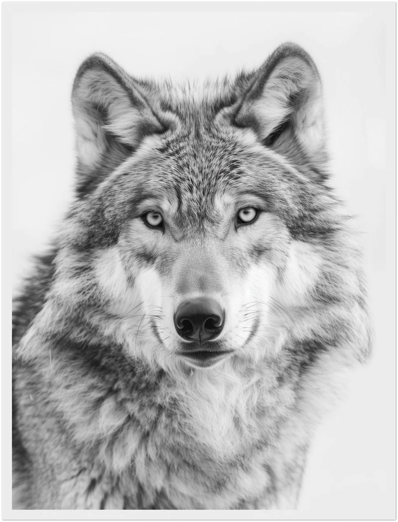 Wolf Portrait Schwarzweiss Poster