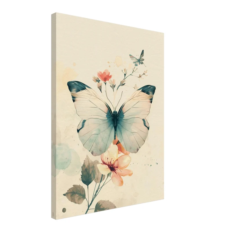 Schmetterling mit Blumen Leinwand