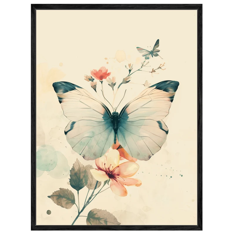 Schmetterling mit Blumen Leinwand