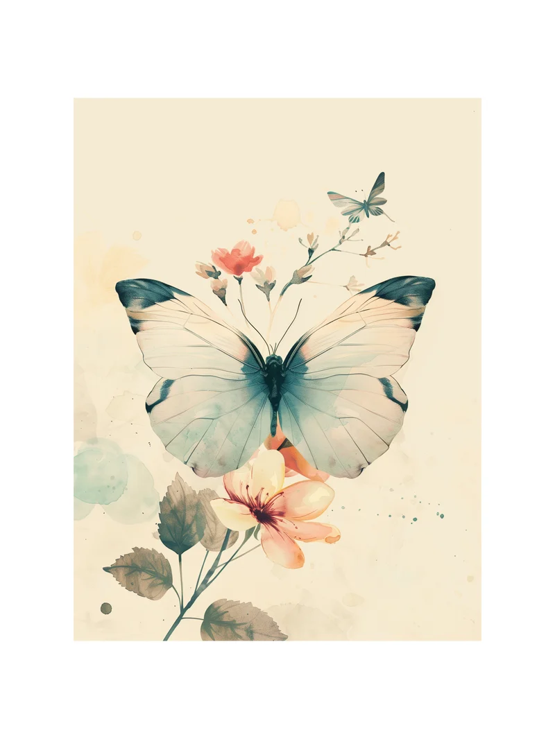 Schmetterling mit Blumen Poster