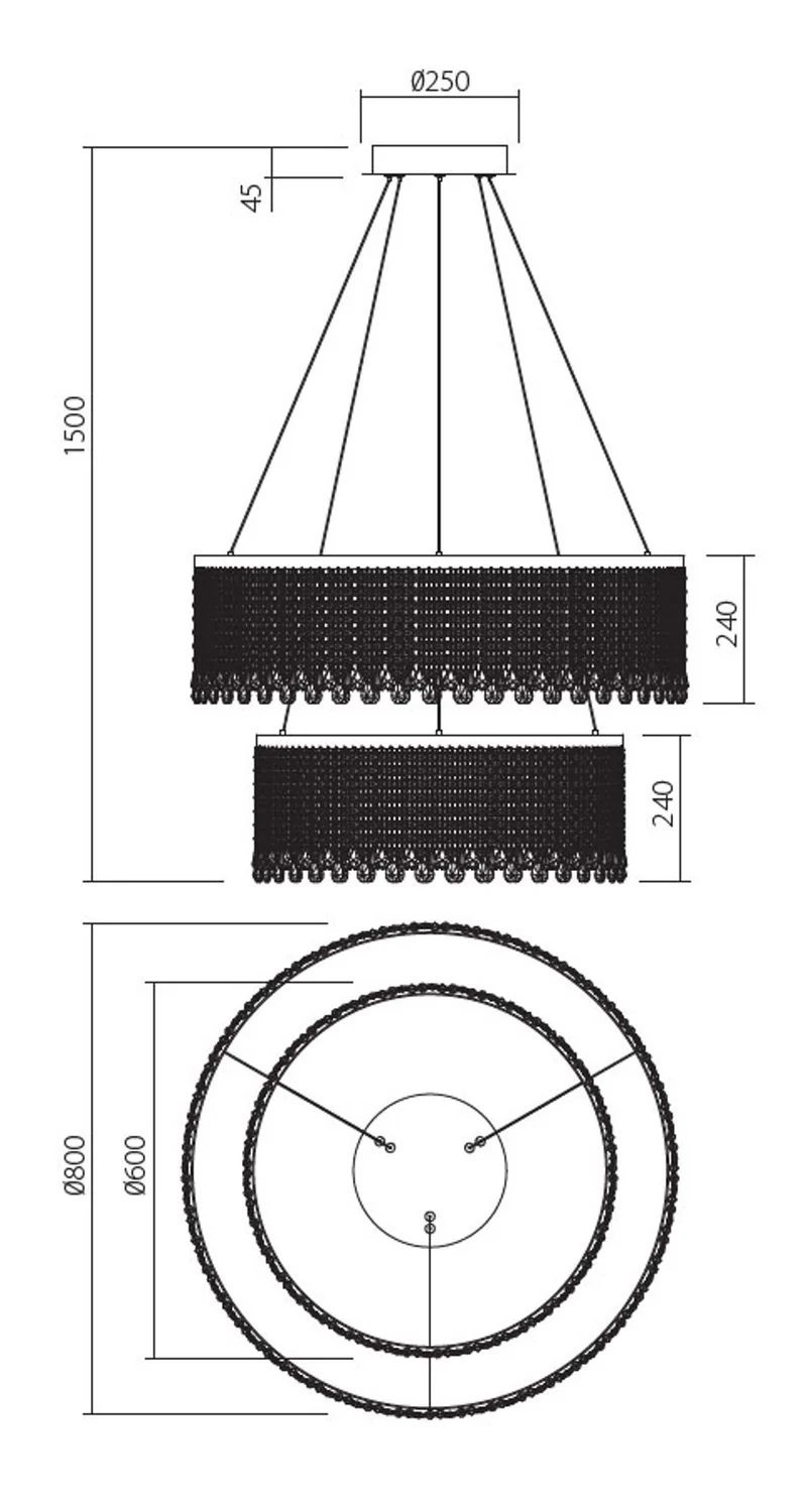 LED-Pendellampe Vanesia Ø 60+80cm Dimmbar