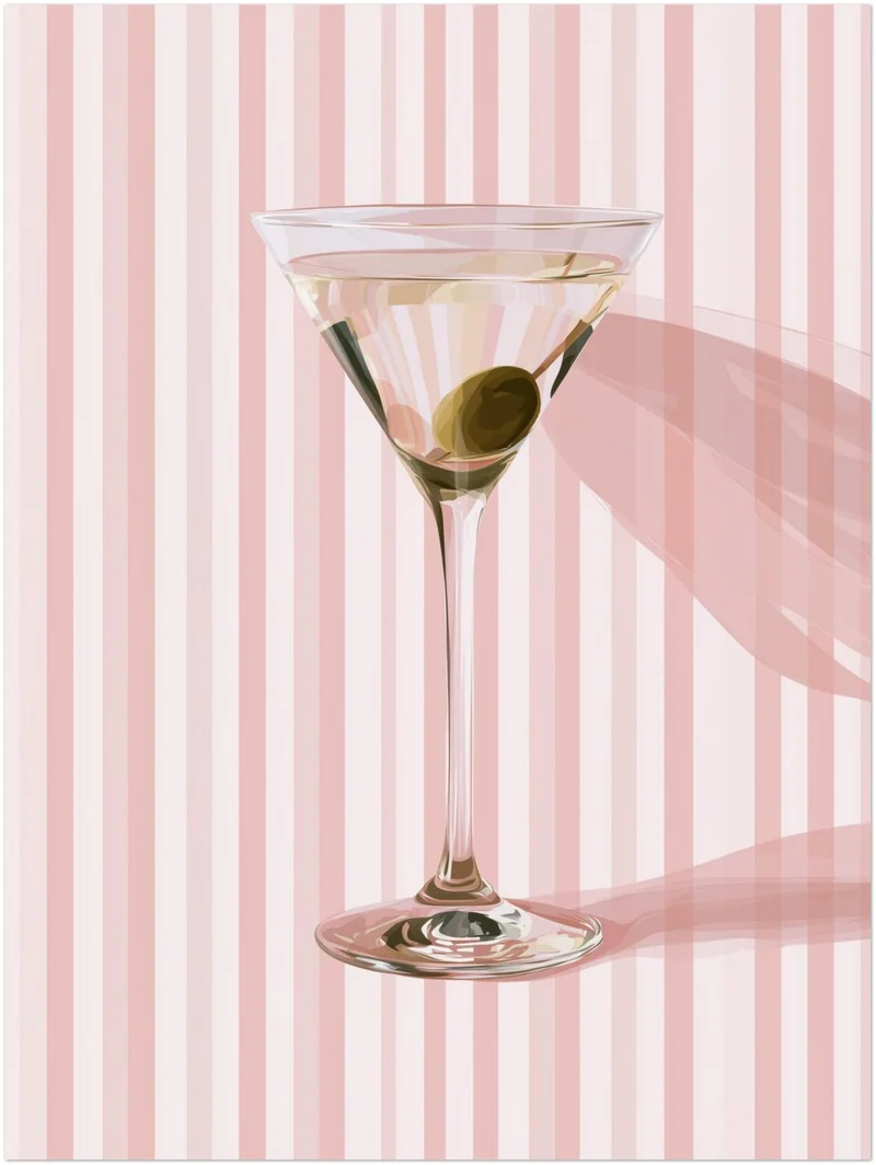 Martini mit Olive rosa Leinwand