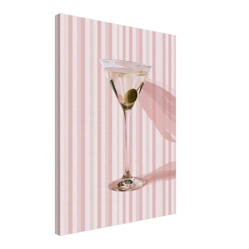 Martini mit Olive rosa Leinwand