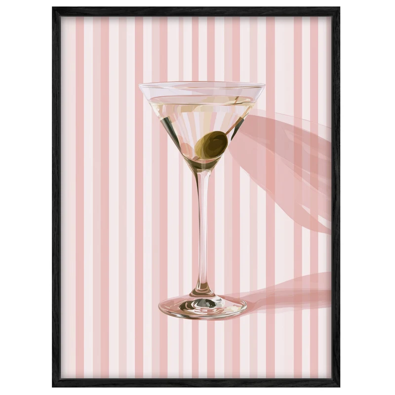 Martini mit Olive rosa Leinwand