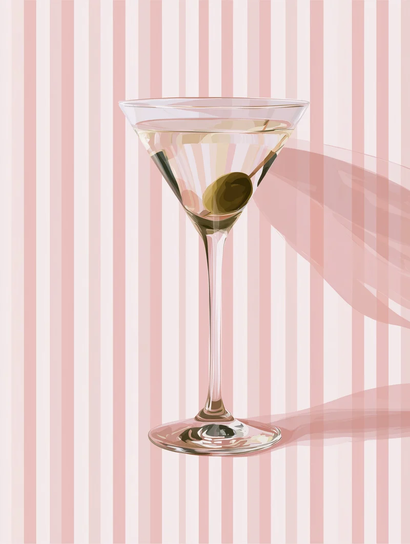 Martini mit Olive rosa Poster