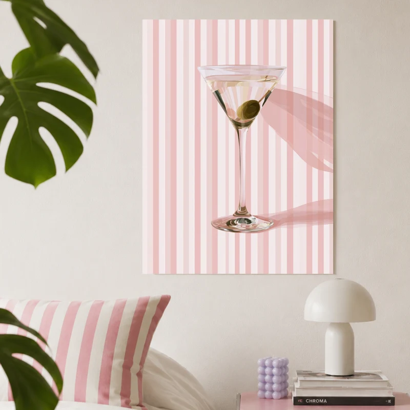 Martini mit Olive rosa Poster