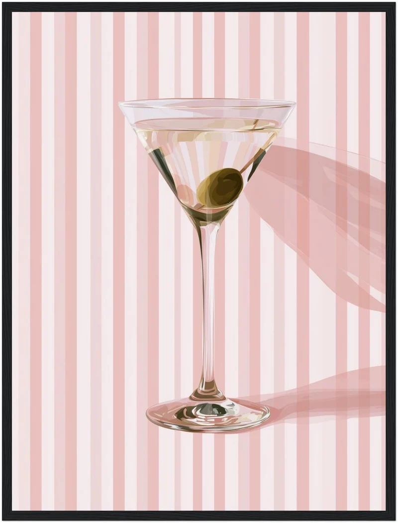 Martini mit Olive rosa Poster