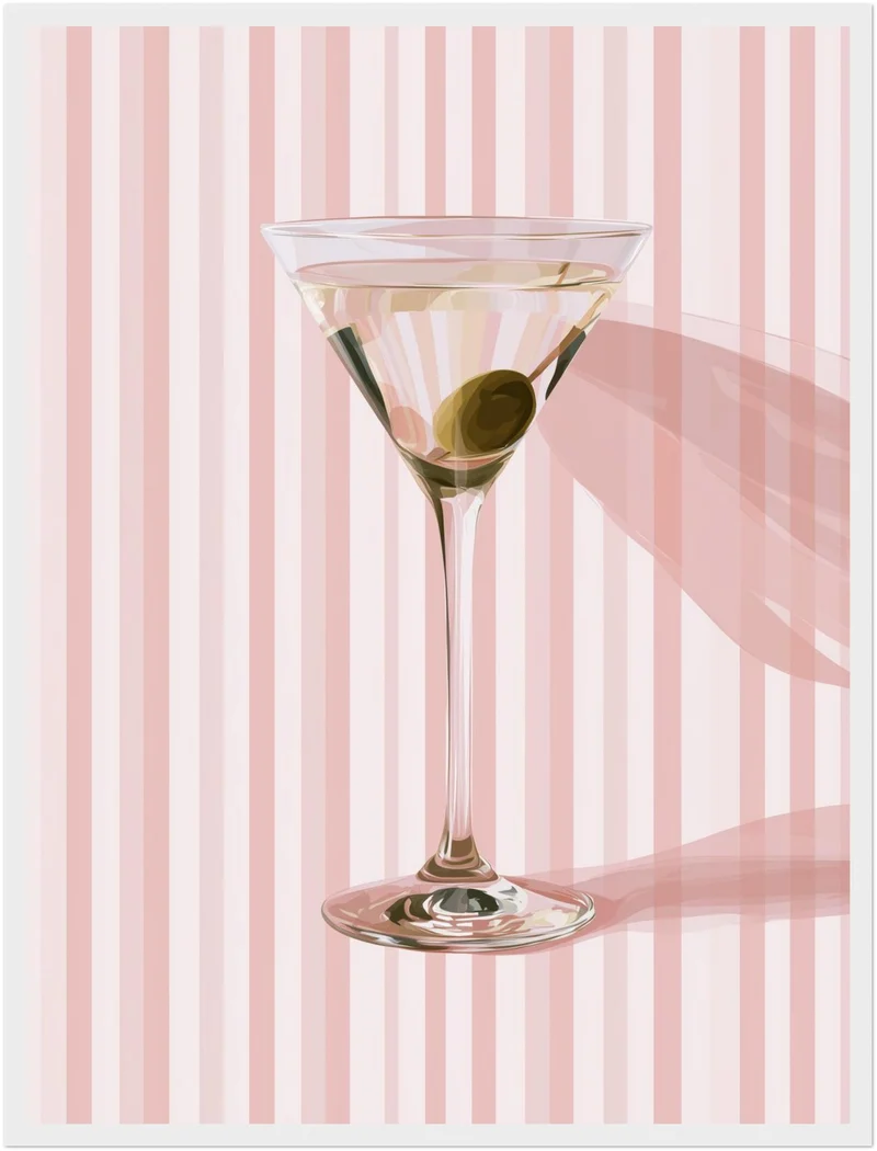 Martini mit Olive rosa Poster
