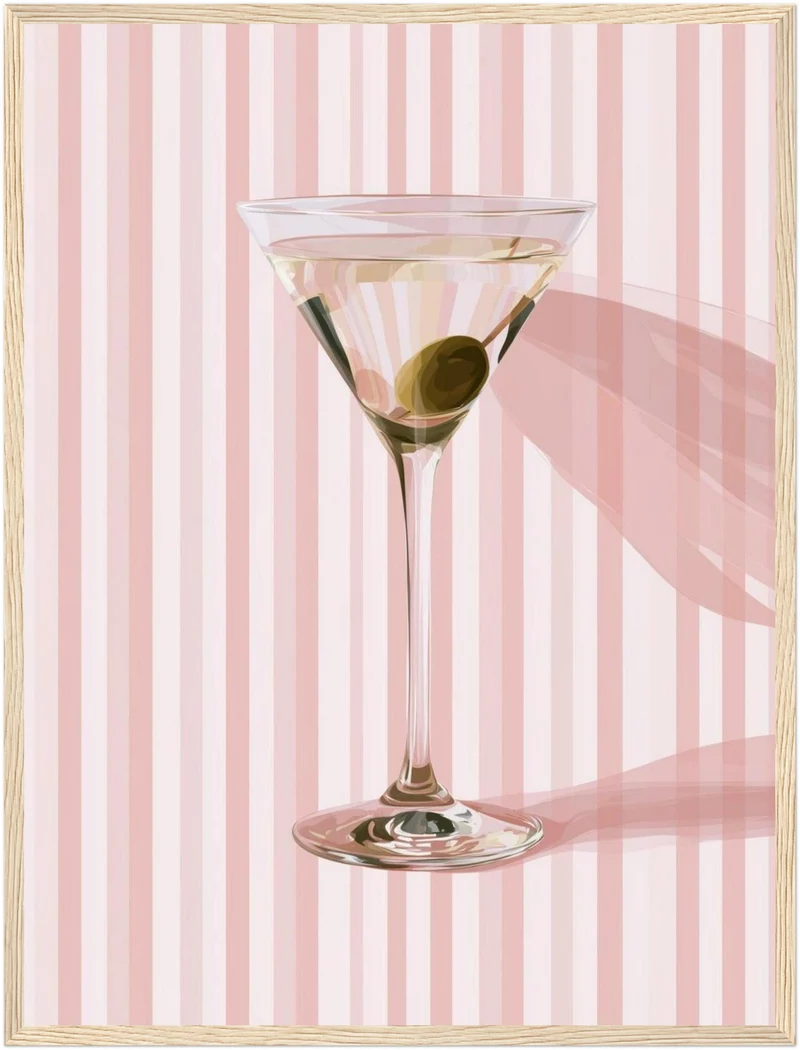 Martini mit Olive rosa Poster
