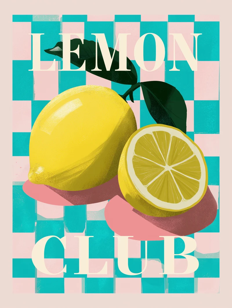 Zitronen Schachbrettmuster Poster