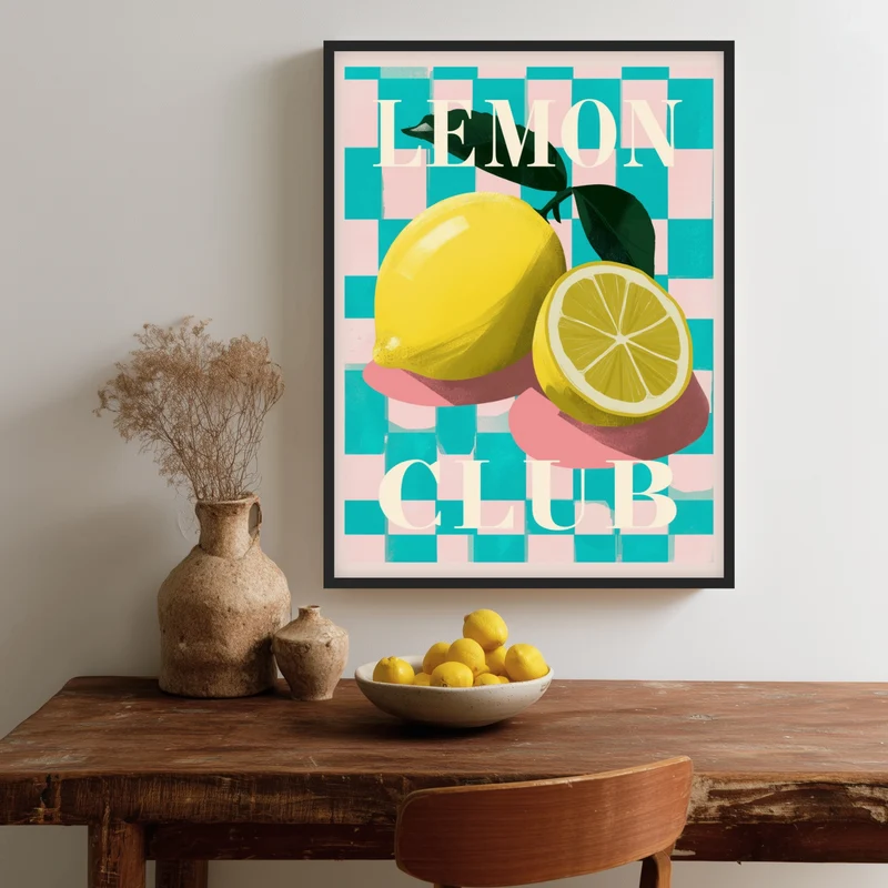 Zitronen Schachbrettmuster Poster