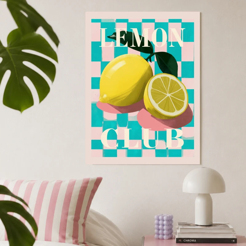 Zitronen Schachbrettmuster Poster