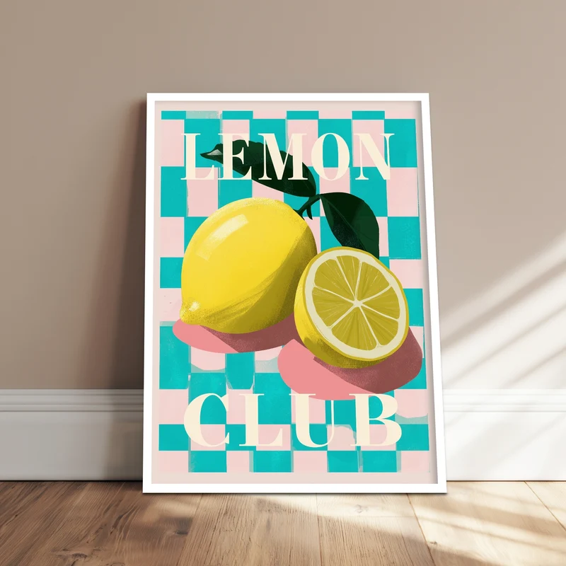 Zitronen Schachbrettmuster Poster