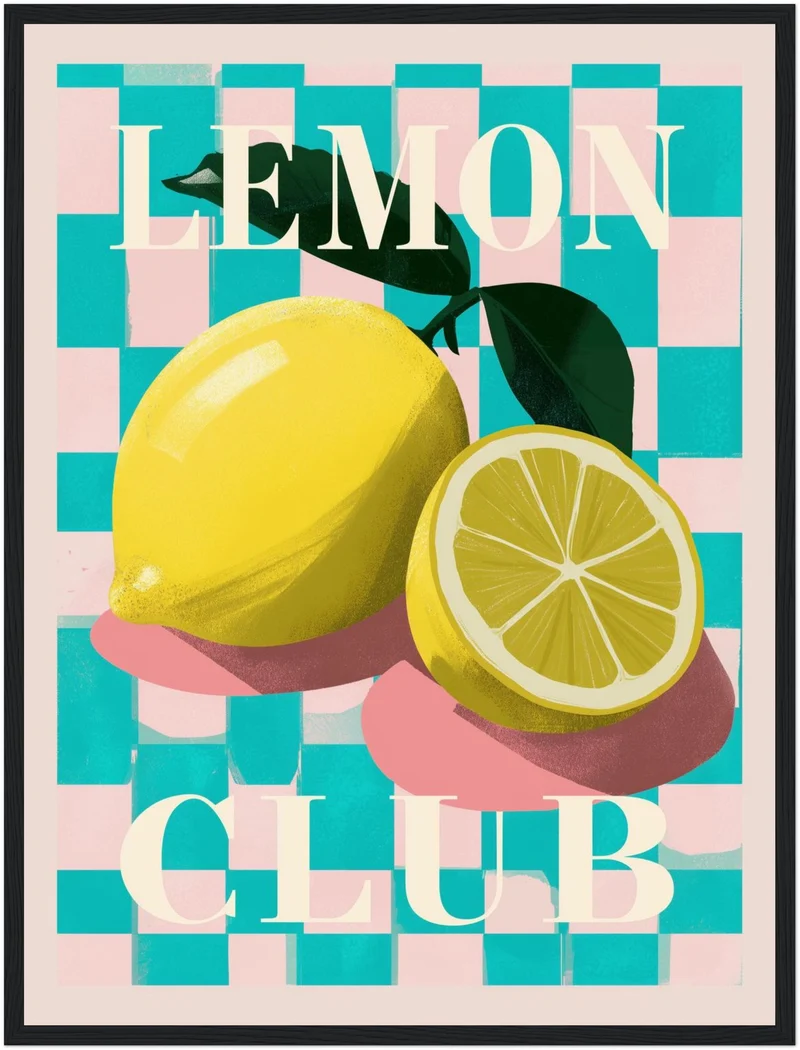 Zitronen Schachbrettmuster Poster