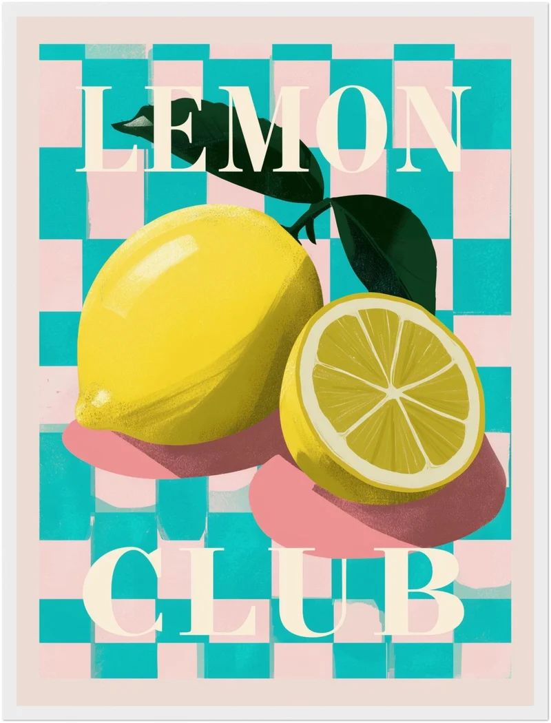 Zitronen Schachbrettmuster Poster