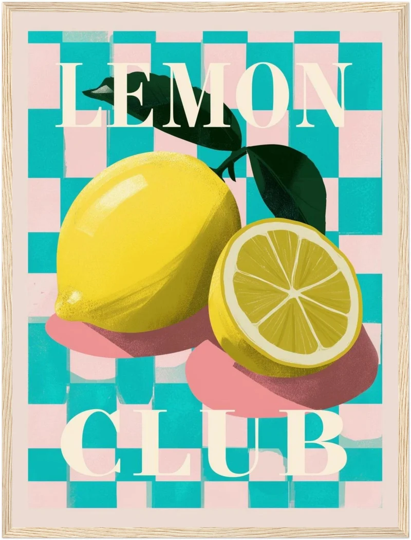 Zitronen Schachbrettmuster Poster
