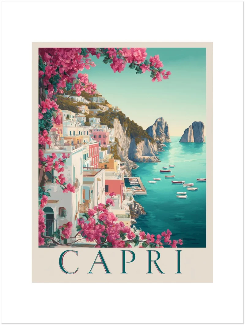 Capri im Bougainvillea-Glanz Poster