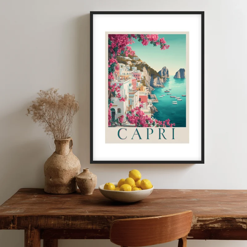 Capri im Bougainvillea-Glanz Poster