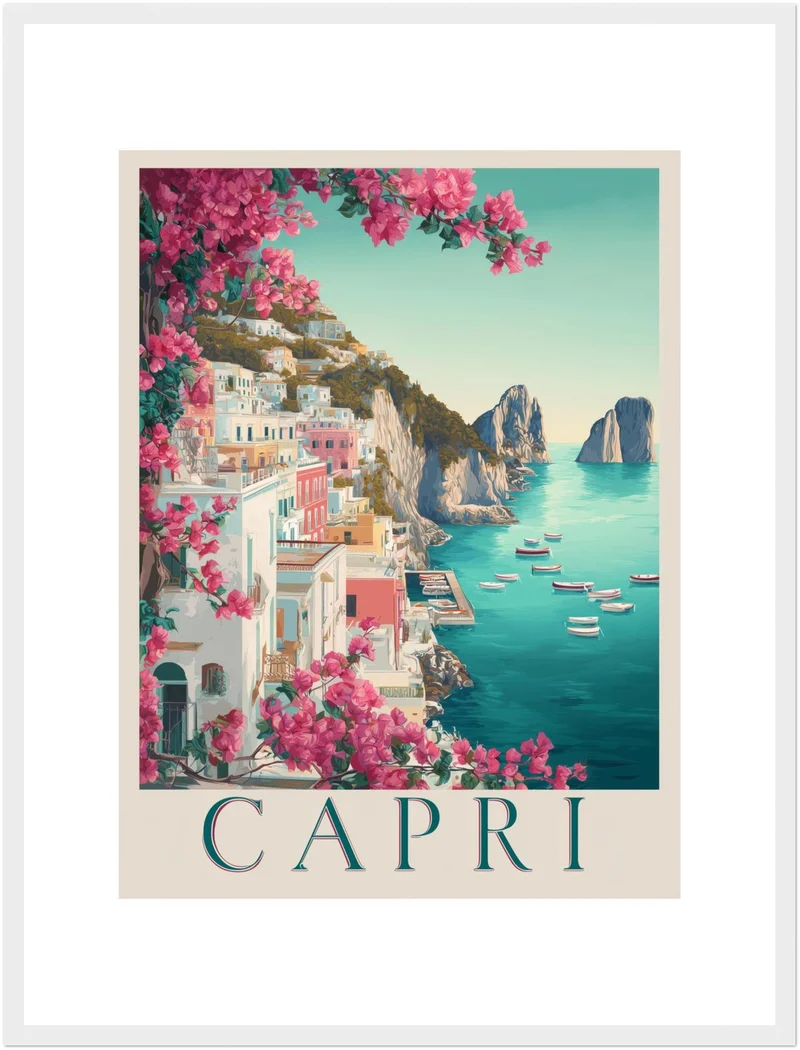 Capri im Bougainvillea-Glanz Poster