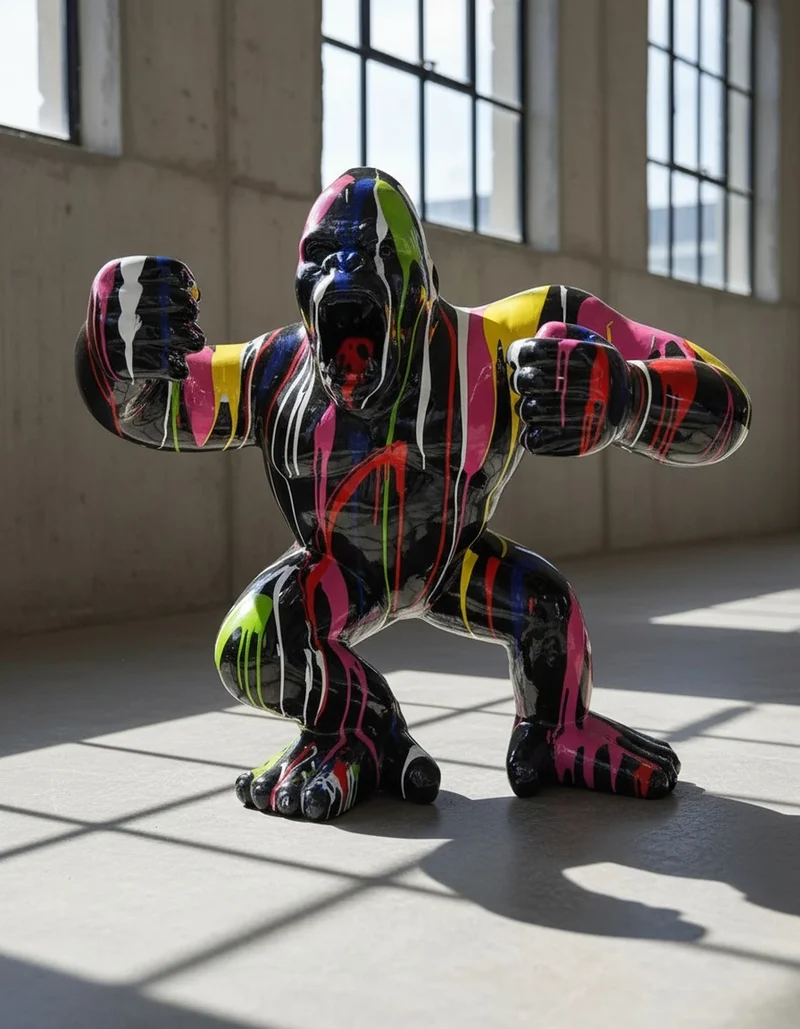 Casa Padrino Luxus Deko Skulptur Affe Gorilla Trash H. 110 cm - Riesige Gartenskulptur - Lebensgroße Skulptur - XXL Deko Skulptur - XXL Deko Figur