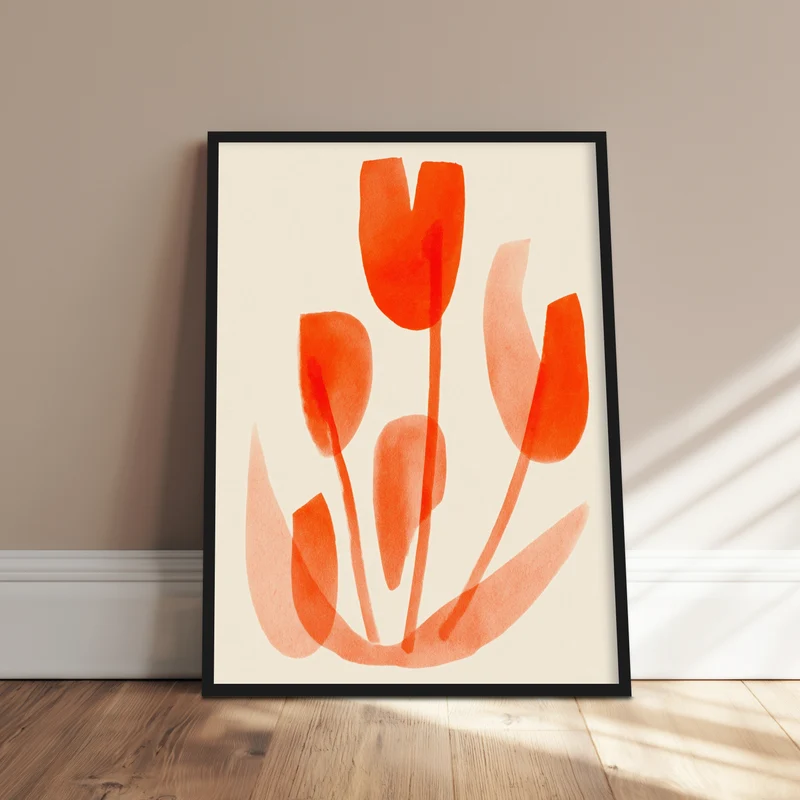 Rote Tulpen Aquarell Poster