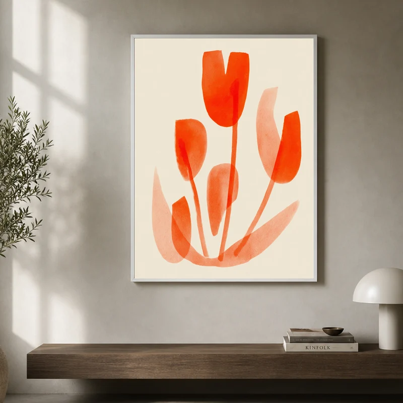 Rote Tulpen Aquarell Poster