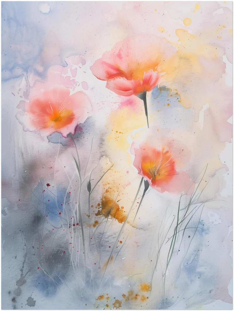 Aquarell Mohnblumen Leinwand