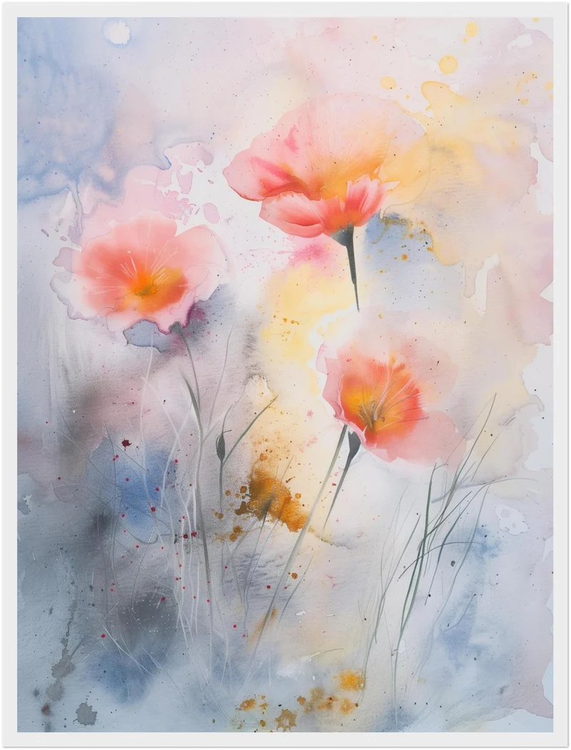 Aquarell Mohnblumen Poster