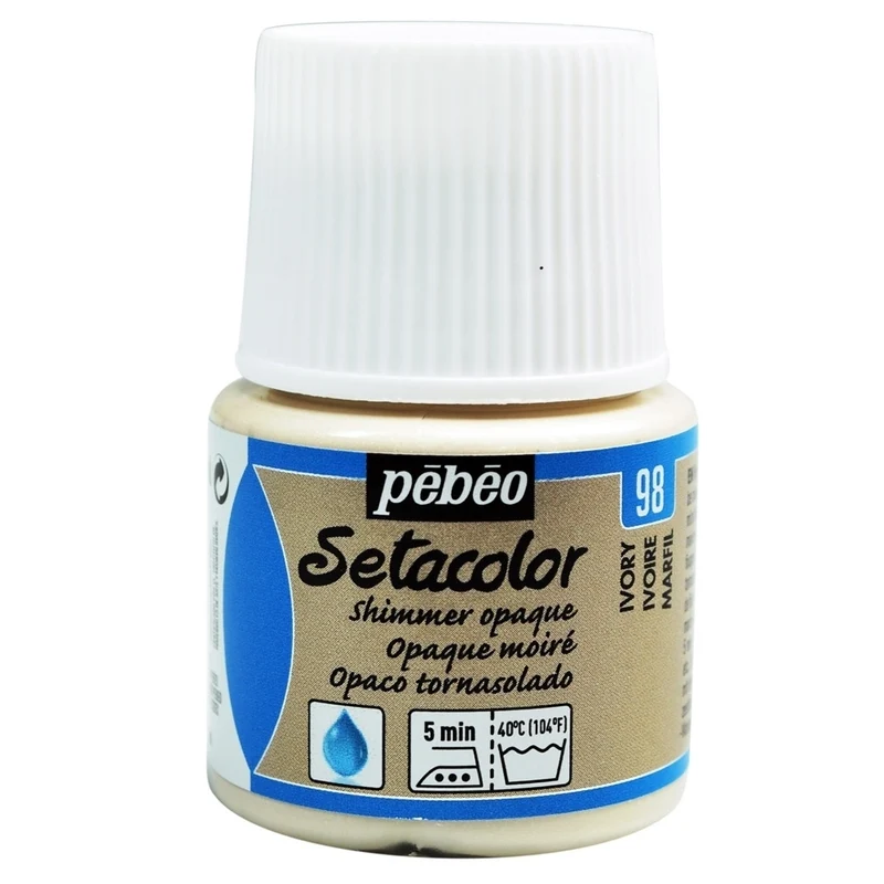 Pebeo - Setacolor Fabric & Textile Paint - Opaque Shimmer - Ivory - 45ml