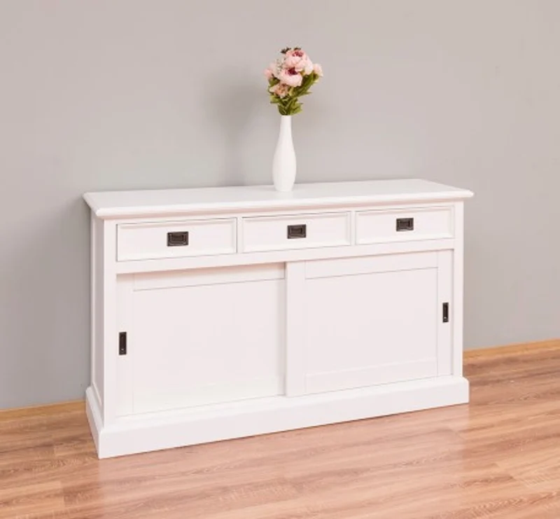 Casa Padrino Schrank im Landhausstil mit 2 Schiebetüren und 3 Schubladen, 146 x 46 x 85 cm