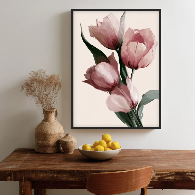 Rosa Tulpen in Blüte Poster