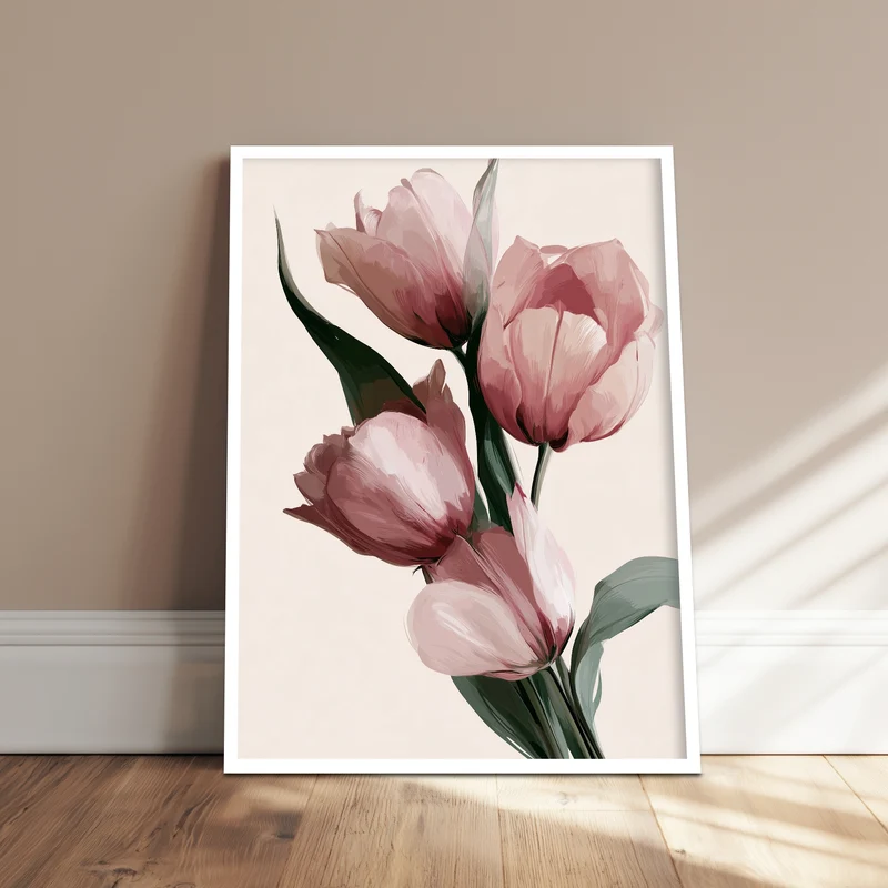 Rosa Tulpen in Blüte Poster