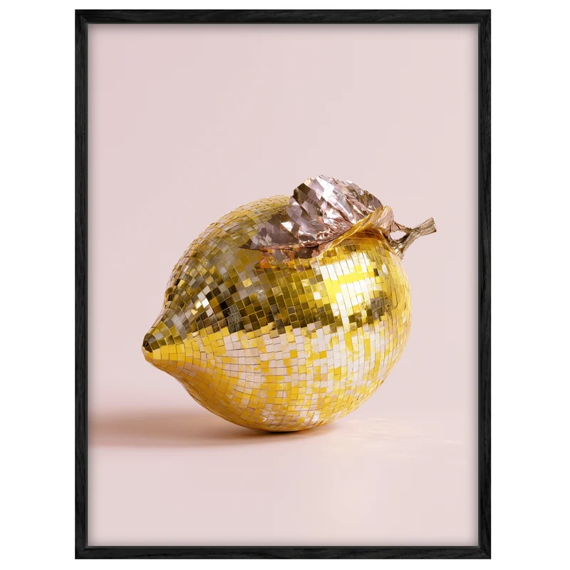 Goldene Zitrone verspiegelt Leinwand