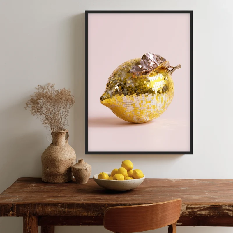 Goldene Zitrone verspiegelt Poster