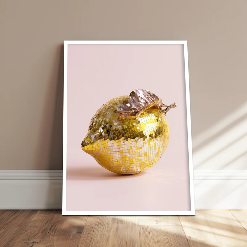Goldene Zitrone verspiegelt Poster