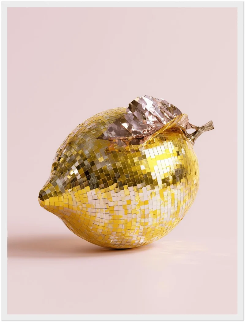 Goldene Zitrone verspiegelt Poster