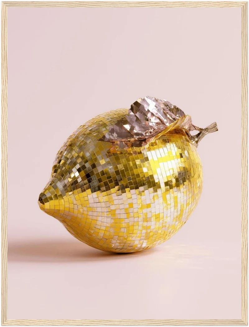 Goldene Zitrone verspiegelt Poster