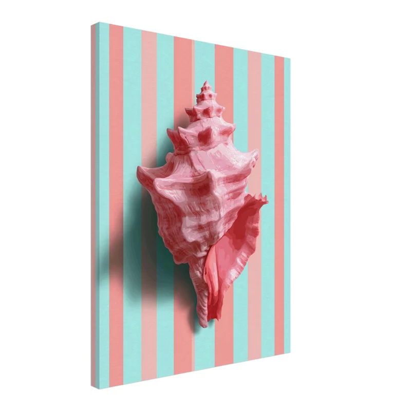 Rosa Muschel gestreift Leinwand