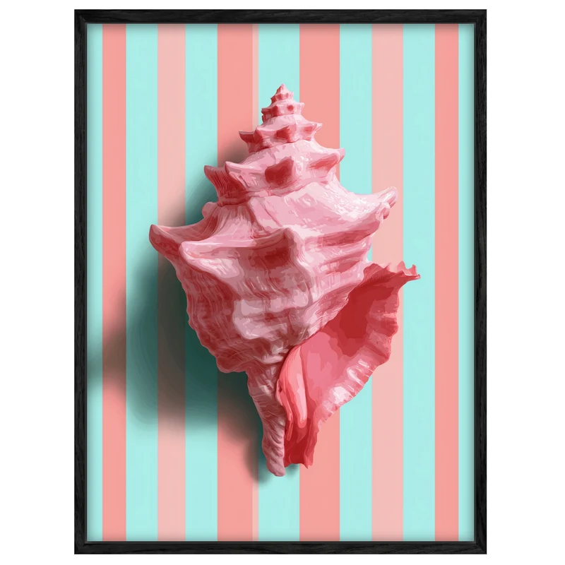 Rosa Muschel gestreift Leinwand