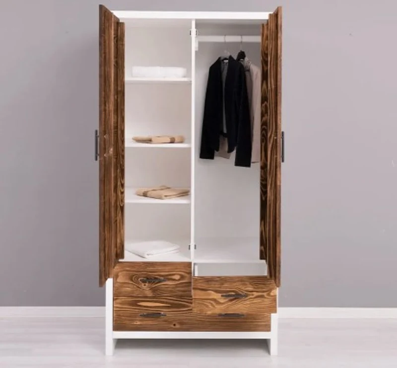 Casa Padrino Kleiderschrank im Landhausstil mit 2 Türen und 3 Schubladen, 100 x 55 x 200 cm