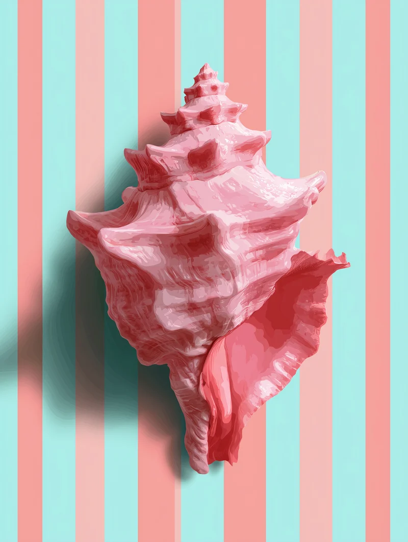 Rosa Muschel gestreift Poster