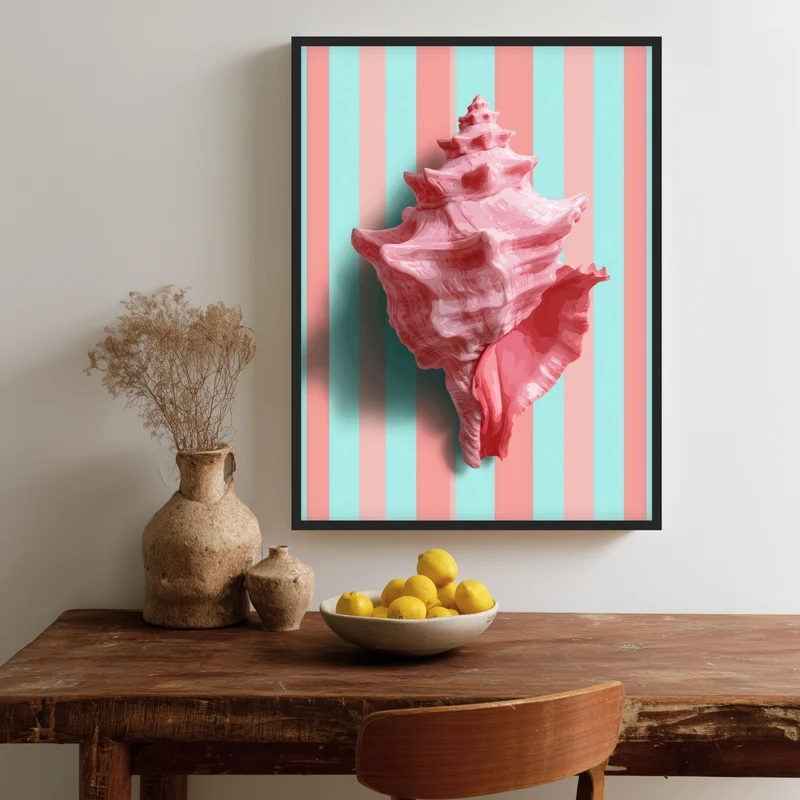 Rosa Muschel gestreift Poster