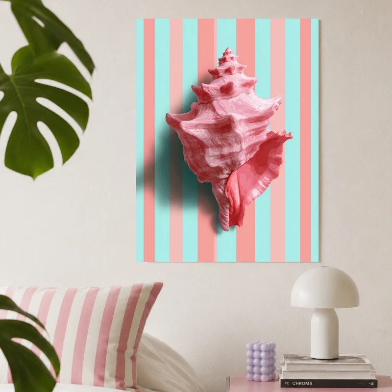 Rosa Muschel gestreift Poster