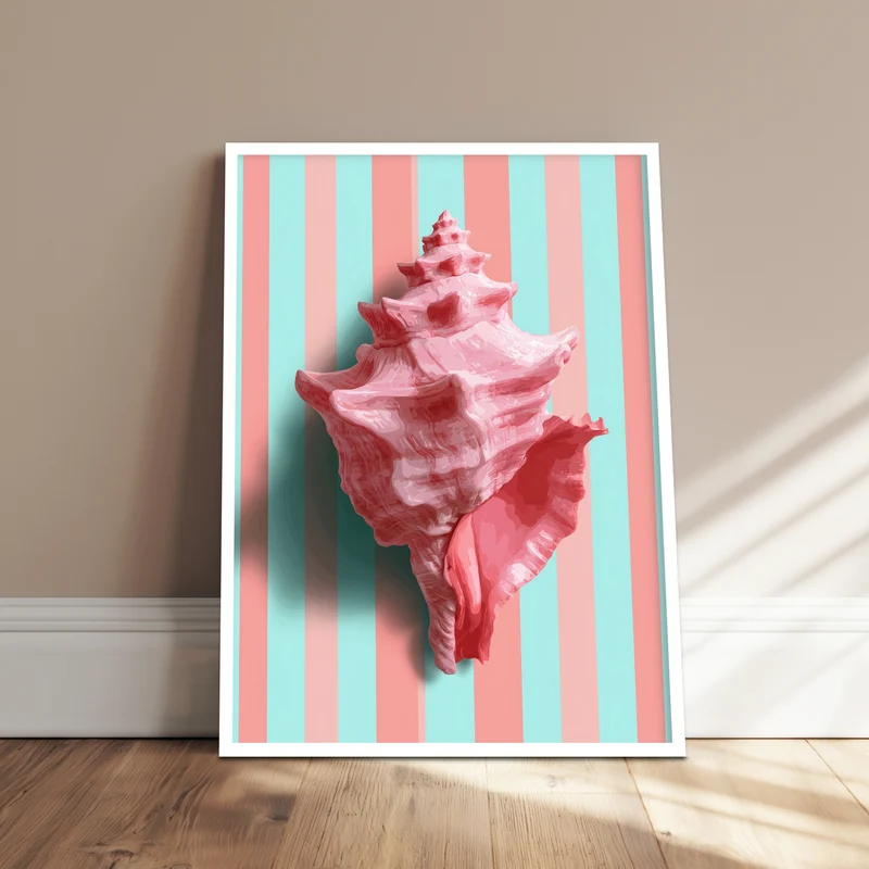Rosa Muschel gestreift Poster