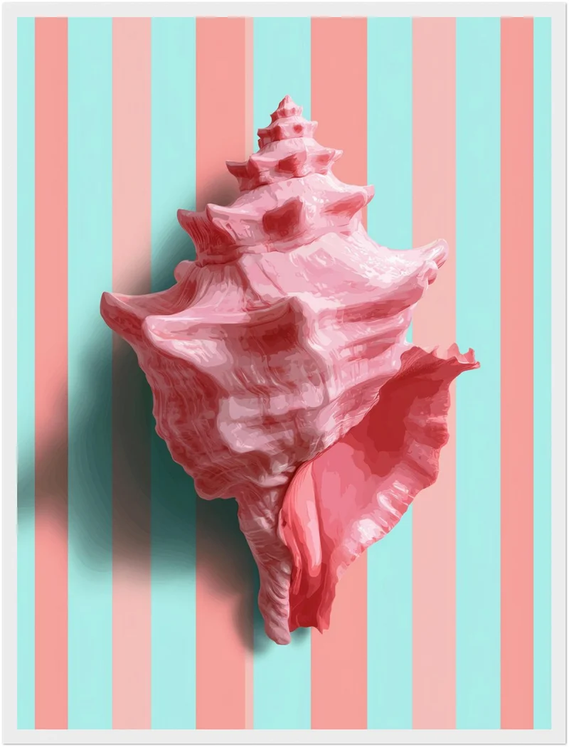 Rosa Muschel gestreift Poster