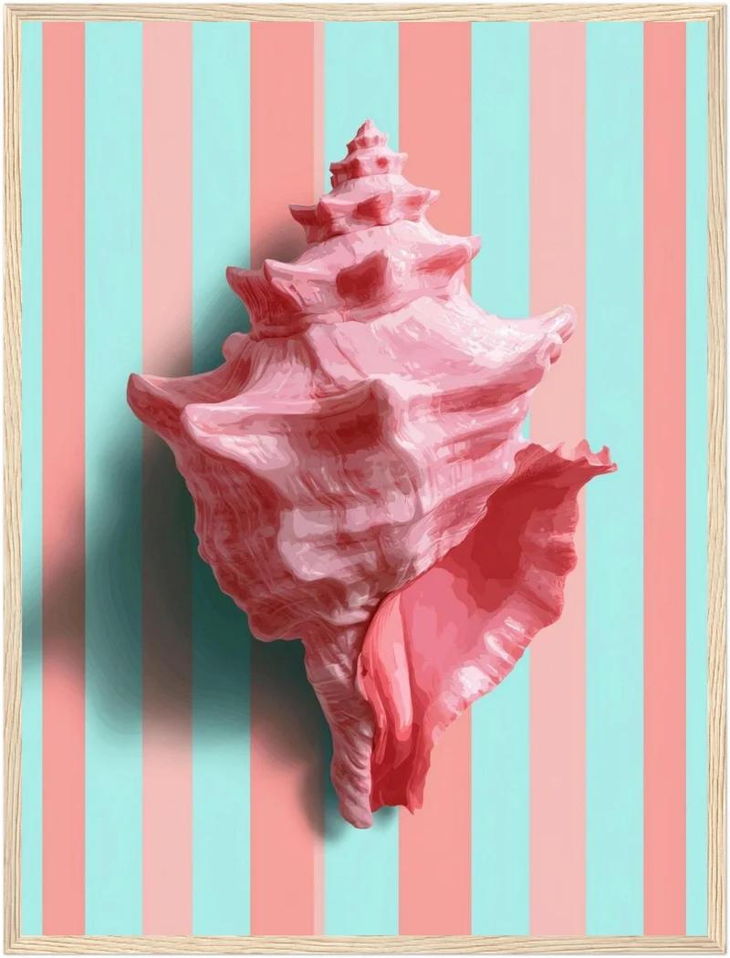 Rosa Muschel gestreift Poster