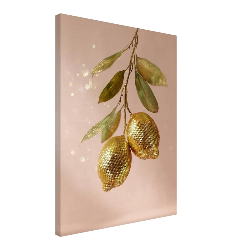 Goldene Disco-Zitronen Leinwand