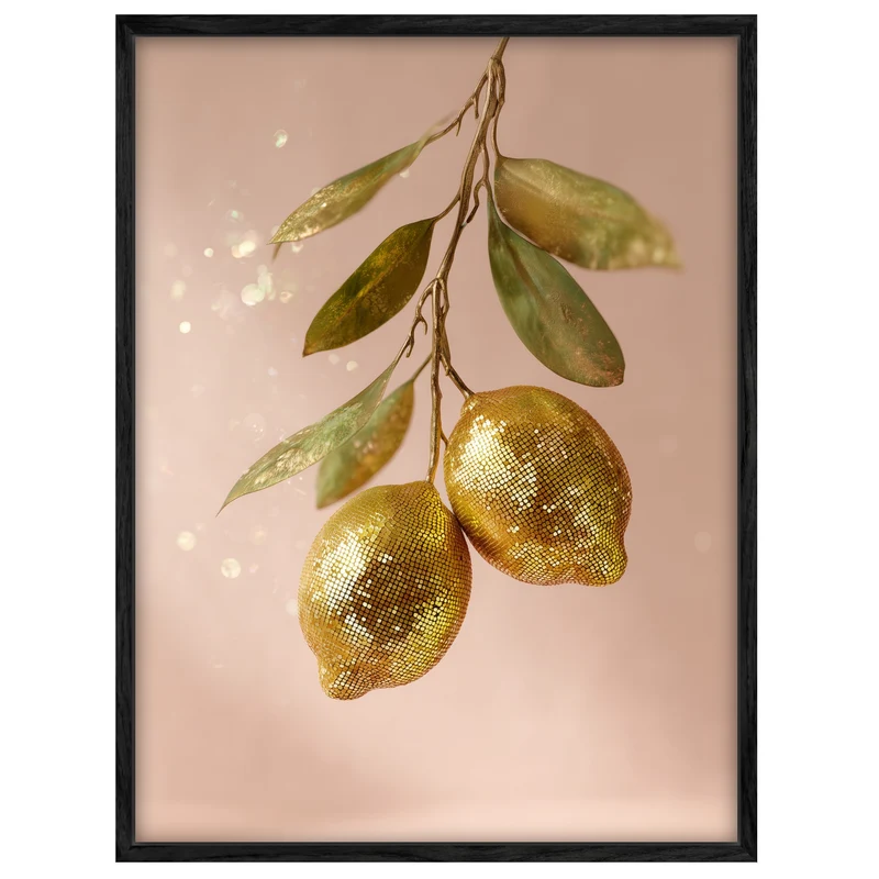 Goldene Disco-Zitronen Leinwand